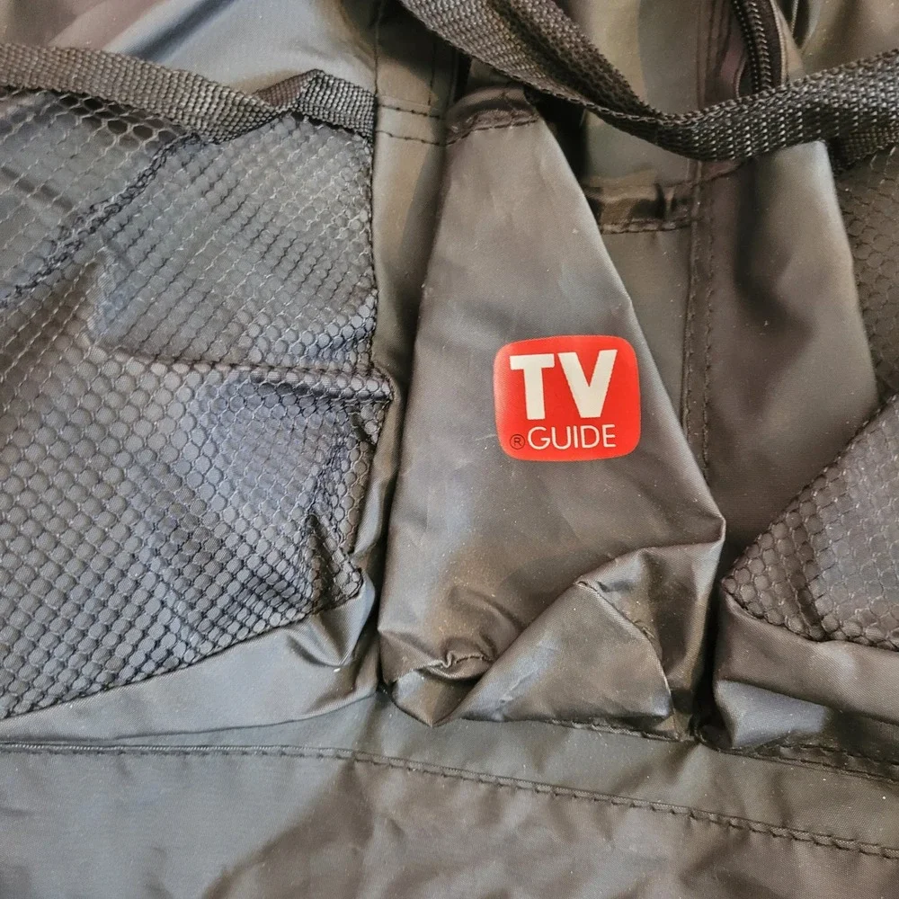 Vintage TV Guide Black Nylon Duffel Bag Promo Media Travel Gym Bag Mesh Pockets
